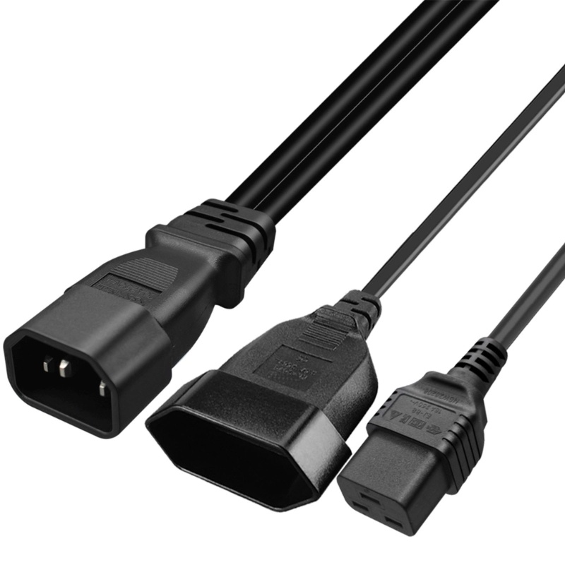 Kabel Listrik VIVI Y-splitter C14 to C19+Adaptor Konektor EU4.0mm Kawat Power Wire Line