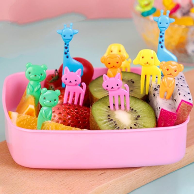 Garpu buah set Tusukan Buah Bento Tusukan buah karakter lucu Garpu buah mini