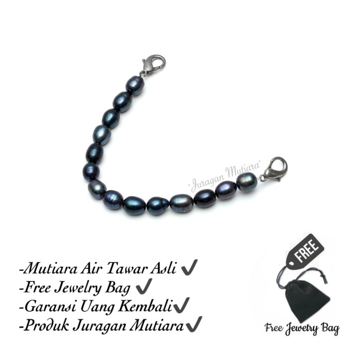 TERMURAH Pengait Masker Hijab Mutiara strap Konektor Masker Mutiara STMM - Hitam