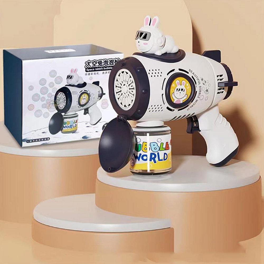 Space Rabbit Mesin Gelembung Otomatis Untuk Anak Bubble Rocket Launcher Bubble Blower Untuk Anak Gelembung Sabun Mainan Musim Panas