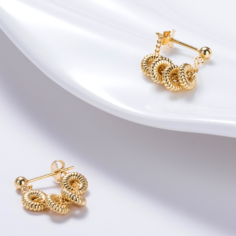 Goldkingdom Aksesoris Perhiasan Fashion Ready Stock Retro Cahaya Mewah Gaya Anting Gantung Feminim Fashion Geometris Cincin Anting