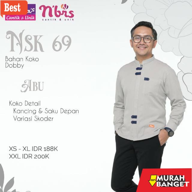 KEMEJA BUAT LEBARAN UNTUK PRIA TERBARU- PROMO KOKO NIBRAS NSK 69 ABU KEMEJA BAJU BUSANA MUSLIM AYAH 