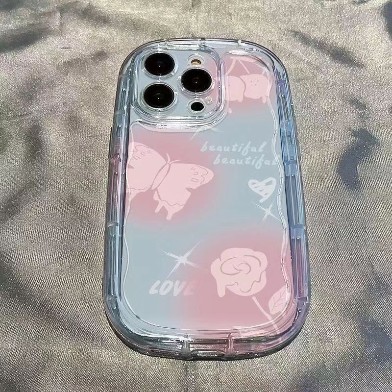 IPHONE Butterfly Soft Case Transparan Kompatibel Untuk Iphone14 13 12 11 Pro Max XS X XR 8 7 Plus Pasangan Silikon Shockproof Phone Casing Cover Cell Precticer