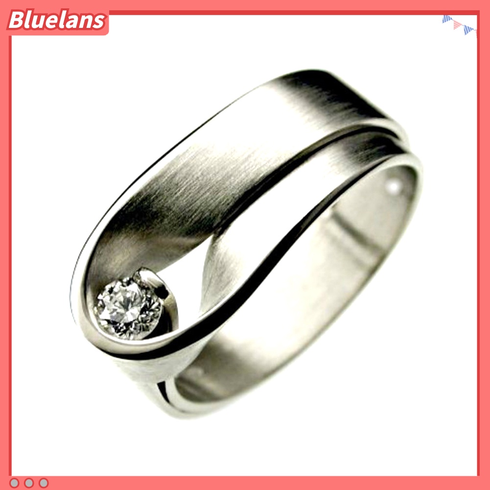 {In Stock} Fashion Unisex Cubic Zirconia Tergabung Pernikahan Pertunangan Jari Cincin Perhiasan