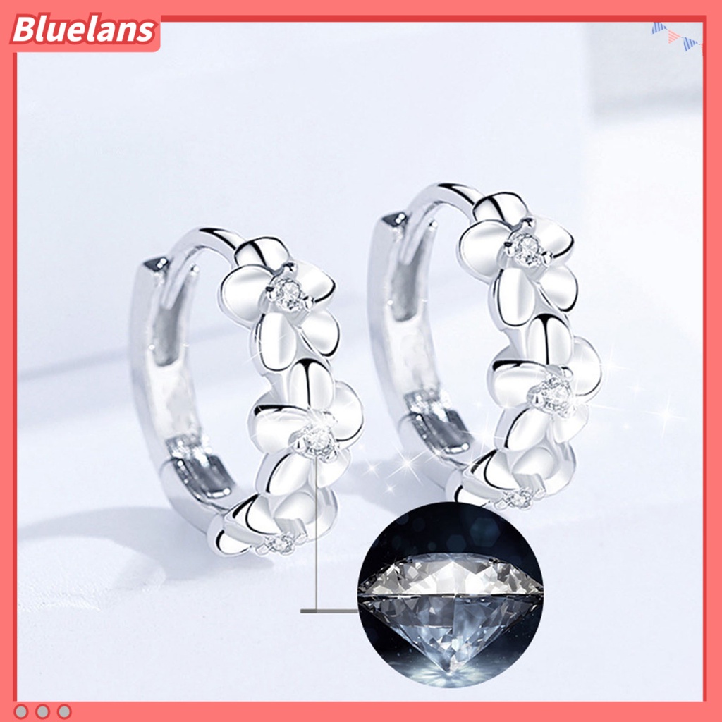 {In Stock} 1pasang Anting Hoop Wanita Bunga Berlian Imitasi Perhiasan Gaya Korea Jepang Semua Pertandingan Anting Lingkaran Mengkilap Untuk Prom