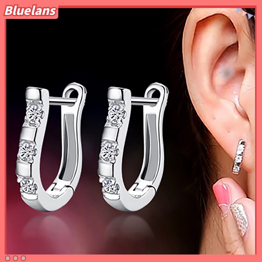 {In Stock} 1pasang Fashion U-Shape Cubic Zircon Hias Wanita Pesona Perhiasan Pesta Anting Tindik