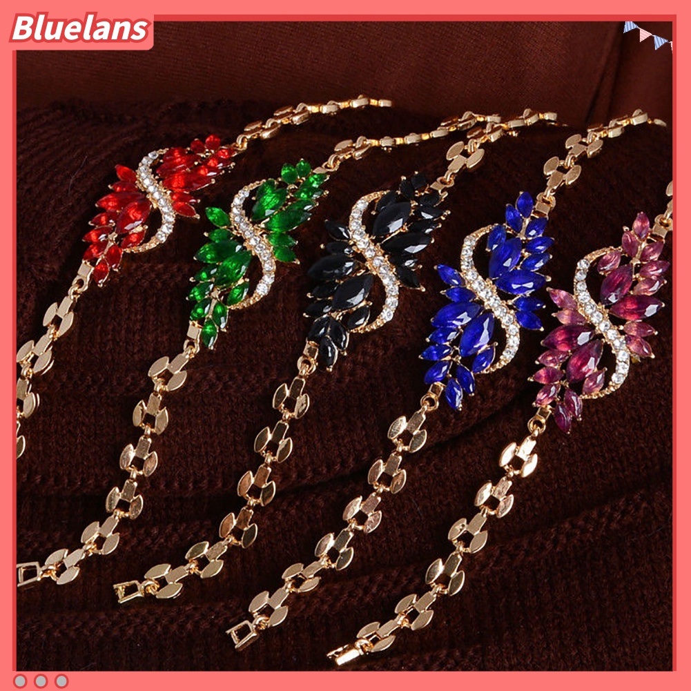 {In Stock} Fashion Wanita Bertatahkan Berlian Imitasi Merak Halus Gelang Bangle Perhiasan