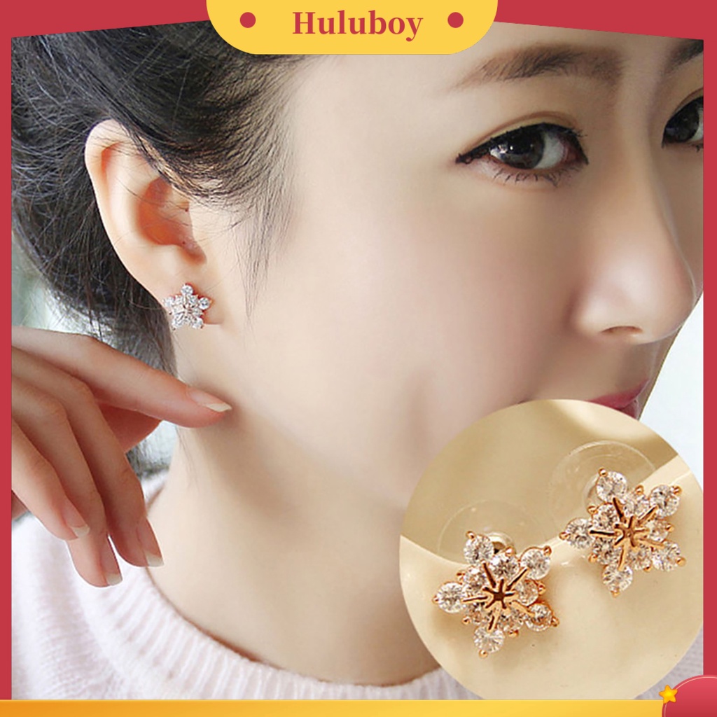 {Ready Stock} 1pasang Anting Stud Halus Elegan Bentuk Snowflake Ear Studs Untuk Pesta