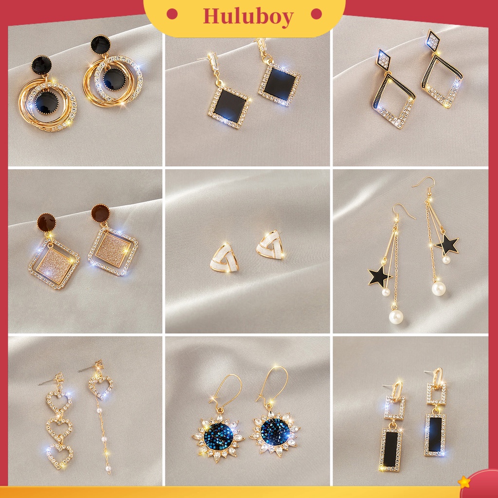 {Ready Stock} 1pasang Anting Menjuntai Hati Berlian Imitasi Perhiasan Gaya Korea Mutiara Imitasi Stud Earrings Hadiah Ulang Tahun