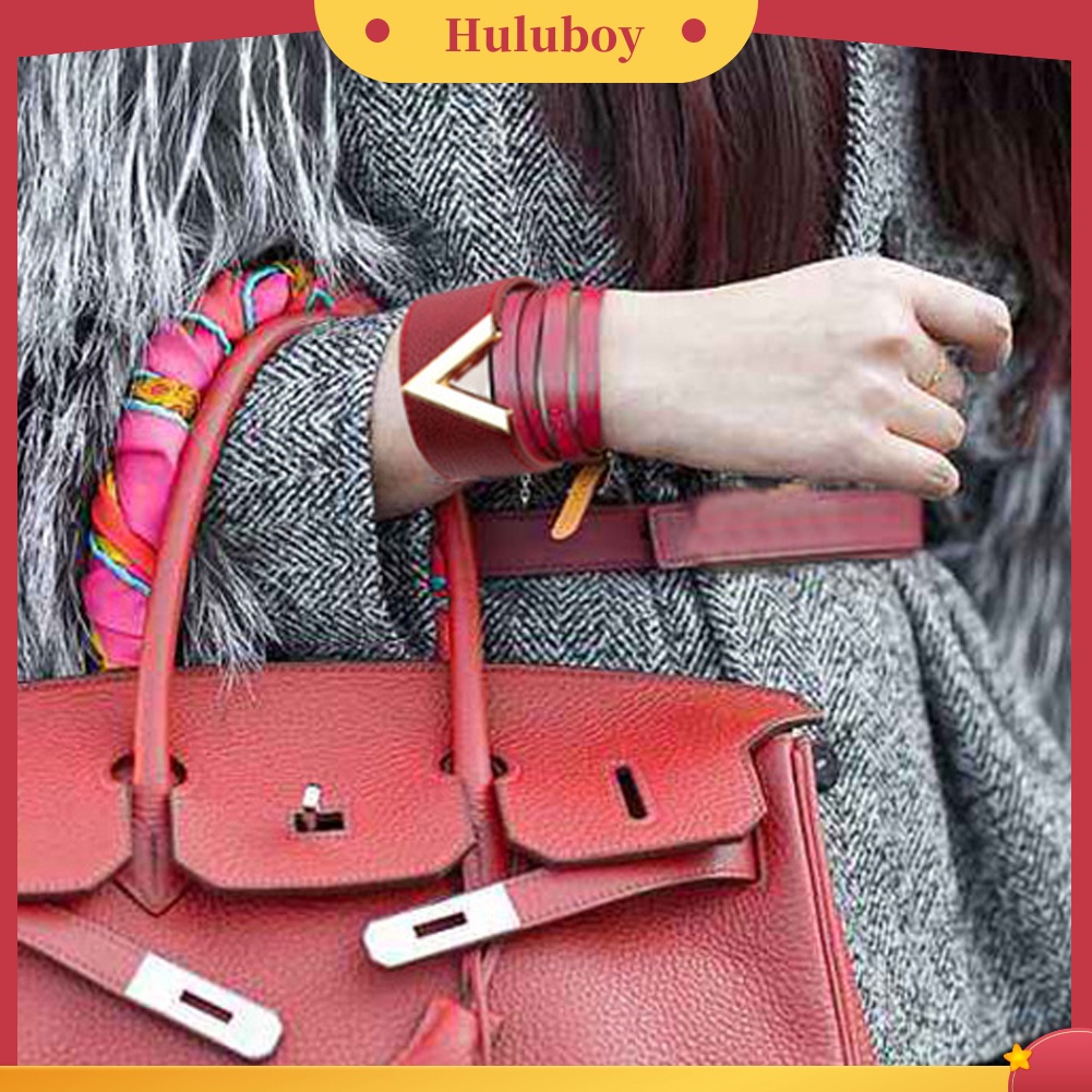 {Ready Stock} Wanita Lebar V Bentuk Gelang Bangle Gelang Fashion Tombol Pesta Perhiasan Hadiah