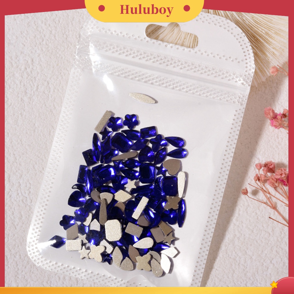 {In Stock} 100Pcs Berlian Imitasi Datar Tahan Aus Tongkat Ketat Manicure Aksesoris Biru Tua Flatback Berlian Imitasi Kristal 3D Dekorasi Kuku Untuk Salon
