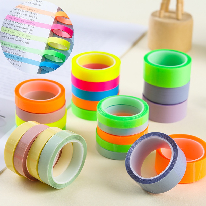 2per5roll 5M Sobek Transparan Colorful Post-it Tape/Ada Lem Bisa Ditulis Indeks Tempel/Posting Baca Label Anti Air Sangat Halus/Alat Tulis Kantor