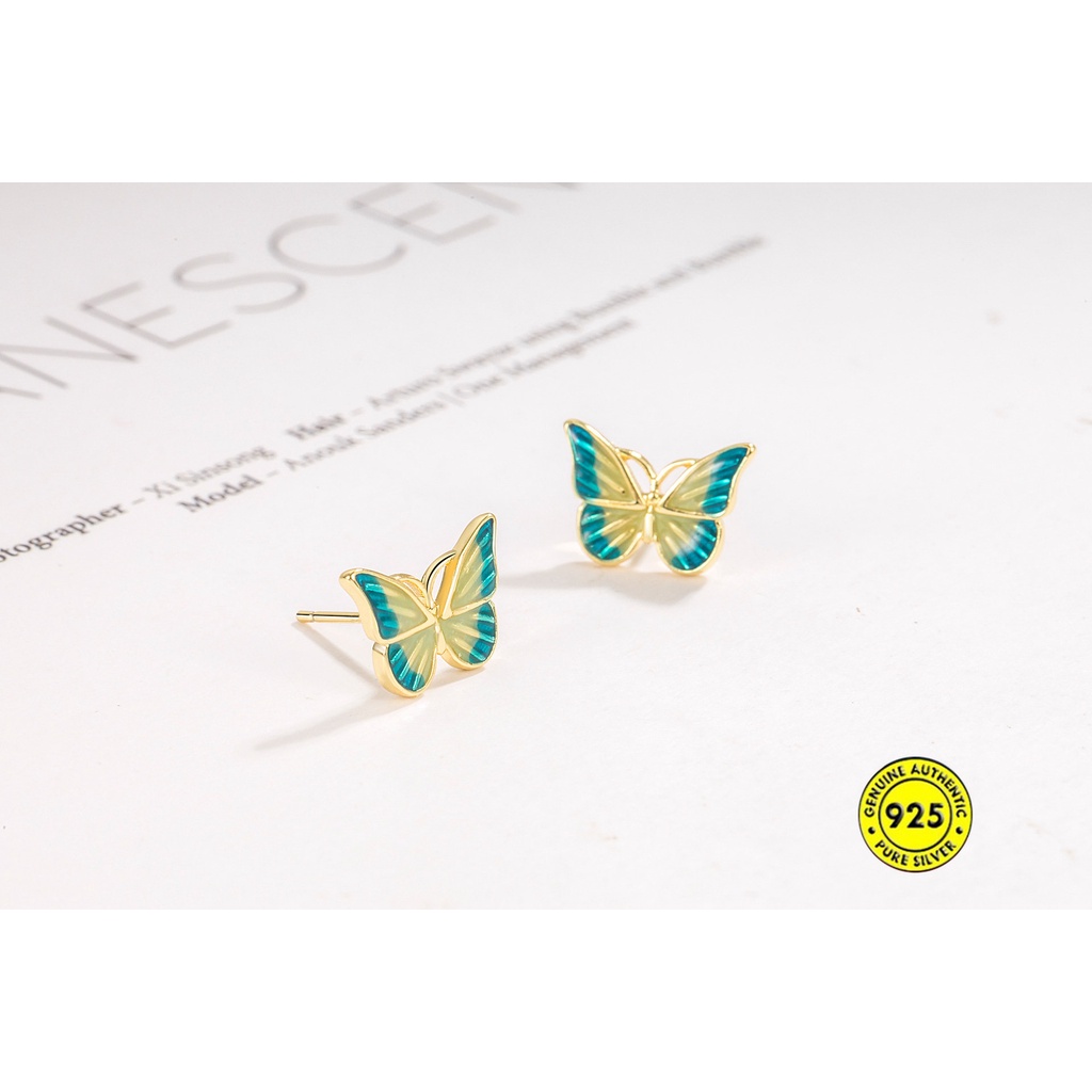 Giwang Kupu-Kupu Warna Enamel Gaya Lukisan Minyak Anting Halus Wanita U1202
