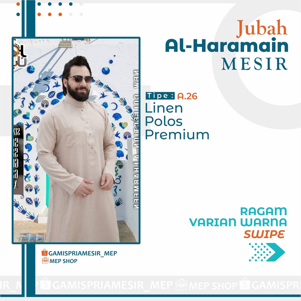 GAMIS PRIA AL HARAMAIN LINEN IMPORT MESIR ORIGINAL NON MANSET VIETNAM SAUDI LOKAL MADINAH SYIRKUH MA