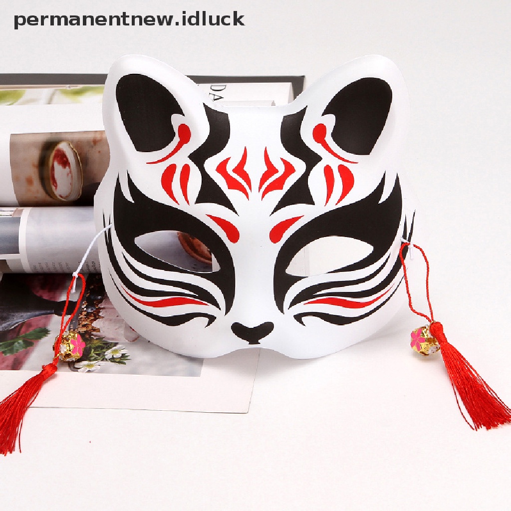 [luckypermanentnew] Masker Rubah Anime Cosplay Jepang Rave Hand-Painted Anime Demon Slayer Setengah Wajah [ID]