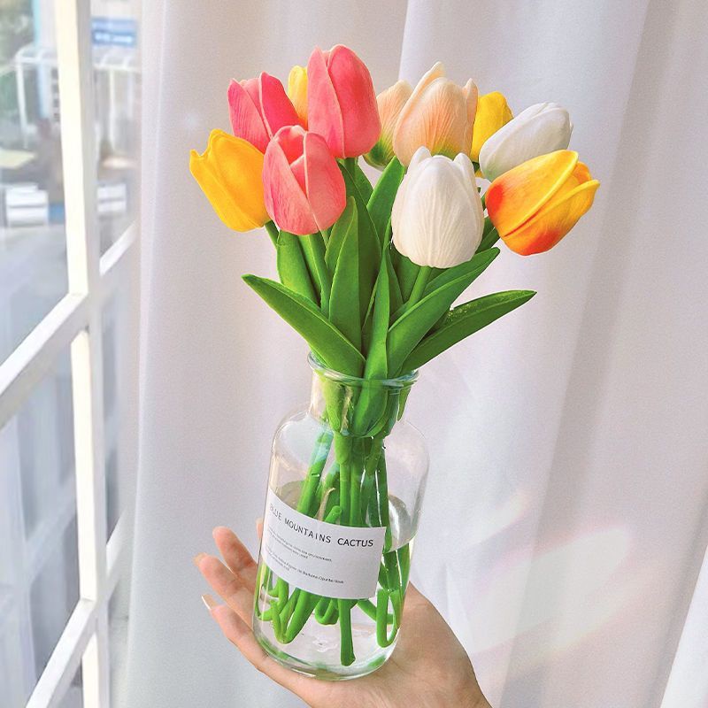 [Harga Grosir] 1Pc 34cm Multicolor Tulip Bunga Buatan Sentuhan Nyata Hias Bunga Palsu Pegang Buket PU Simulasi Tulip Untuk Dekorasi Rumah Pesta Pernikahan