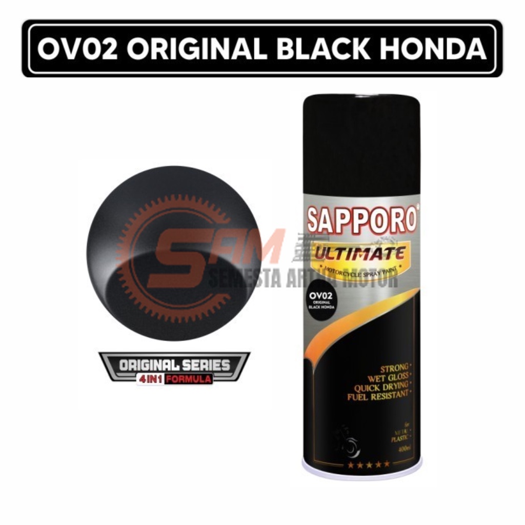 

Pilox Sapporo Ultimate OV02 Original Black Honda Series 4in1 Cat Semprot 400ml Pilok Aerosol Spray