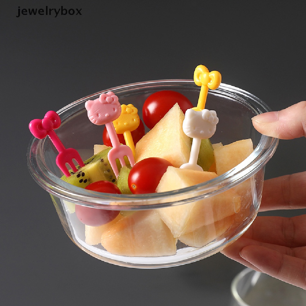 [jewelrybox] 10pcs Ktiiy Kartun Mini Garpu Buah Sendok Garpu Buah Alat Makan Appetizer Snack Dessert Butik