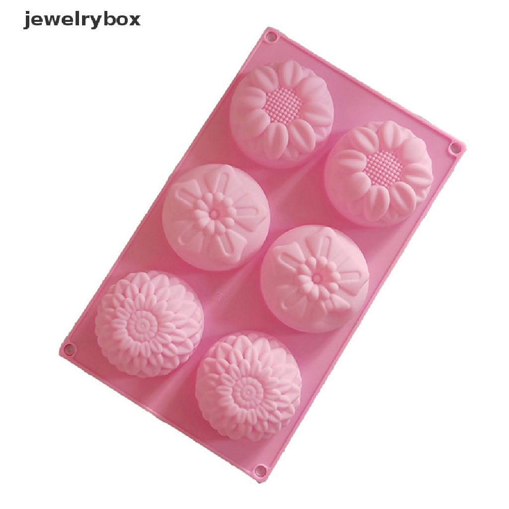 [jewelrybox] 1pc 6rongga 3berbeda Bentuk Bunga Dan Tanaman Cetakan Kue Coklat Silikon Butik