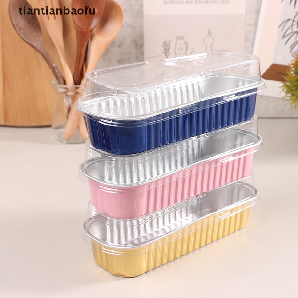 [tiantianbaofu] 10pcs 200ml Aluminium Foil Loyang Cup Puding Kue Cetakan Baking Tinfoil Kotak Dengan Tutup Butik