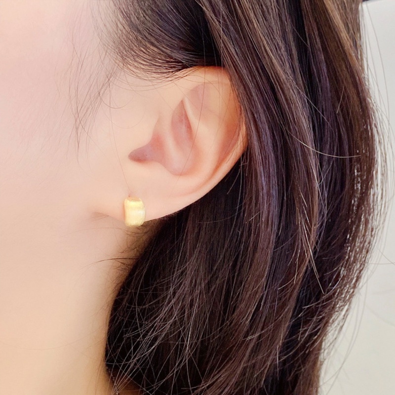 Goldkingdom Aksesoris Perhiasan Fashion Ready Stock Anting Stud Kain Sikat Tangan Itali Dengan Anting Glossy Lapis Emas