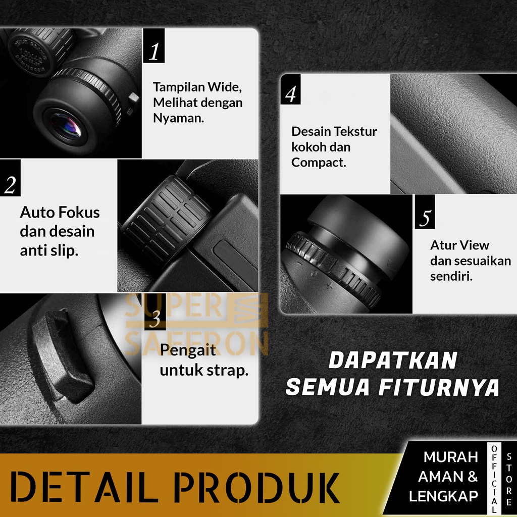 16×52 Teleskop Lensa Zoom HP Monokular Teropong Jarak Jauh Peralatan Focus