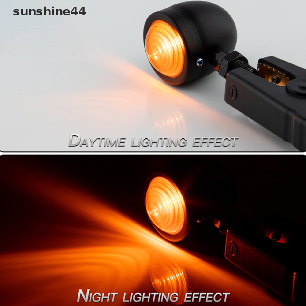 Sunshine 2PCS Hitam Lampu Indikator Sein Sepeda Motor Amber Lampu Blinker Headlight 12v Indicator lamp Peluru Chrome ID