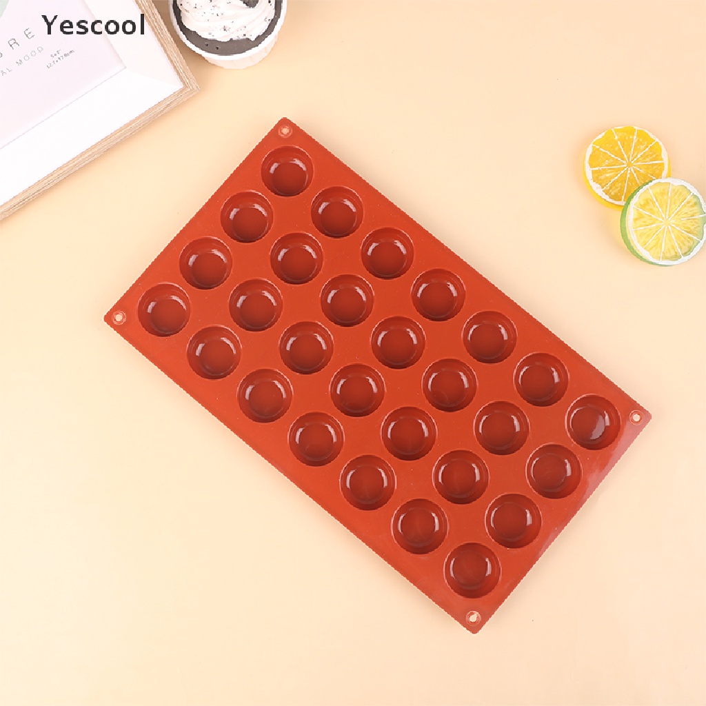 Yescool 1Pc 28rongga Oblate Bentuk Bulat Cetakan Silikon Kue Mousse Tools Baking Mould ID