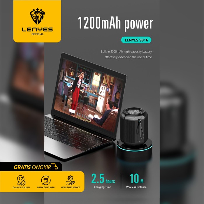 Speaker Bluetooth Portable LENYES S816 IPX6 Wireless IPX6 Original WIRELESS SPEAKER PORTABLE SPEAKER MUSIC BOX BLUETOOTH spiker outdoor original