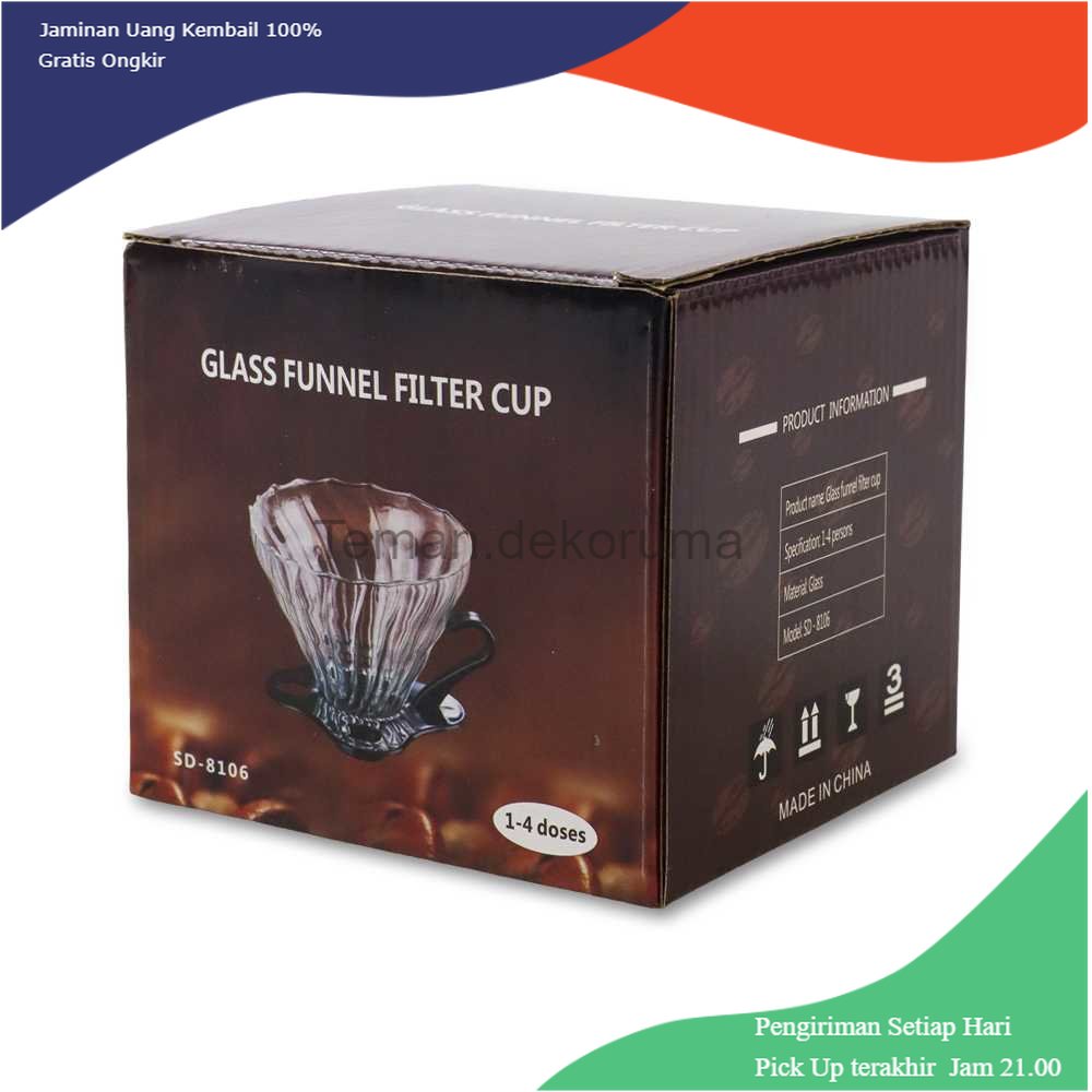 TD - DPR DUOLVQI Wadah Filter Kopi Kaca V60 Reusable Glass Coffee Dripper - SD-8106