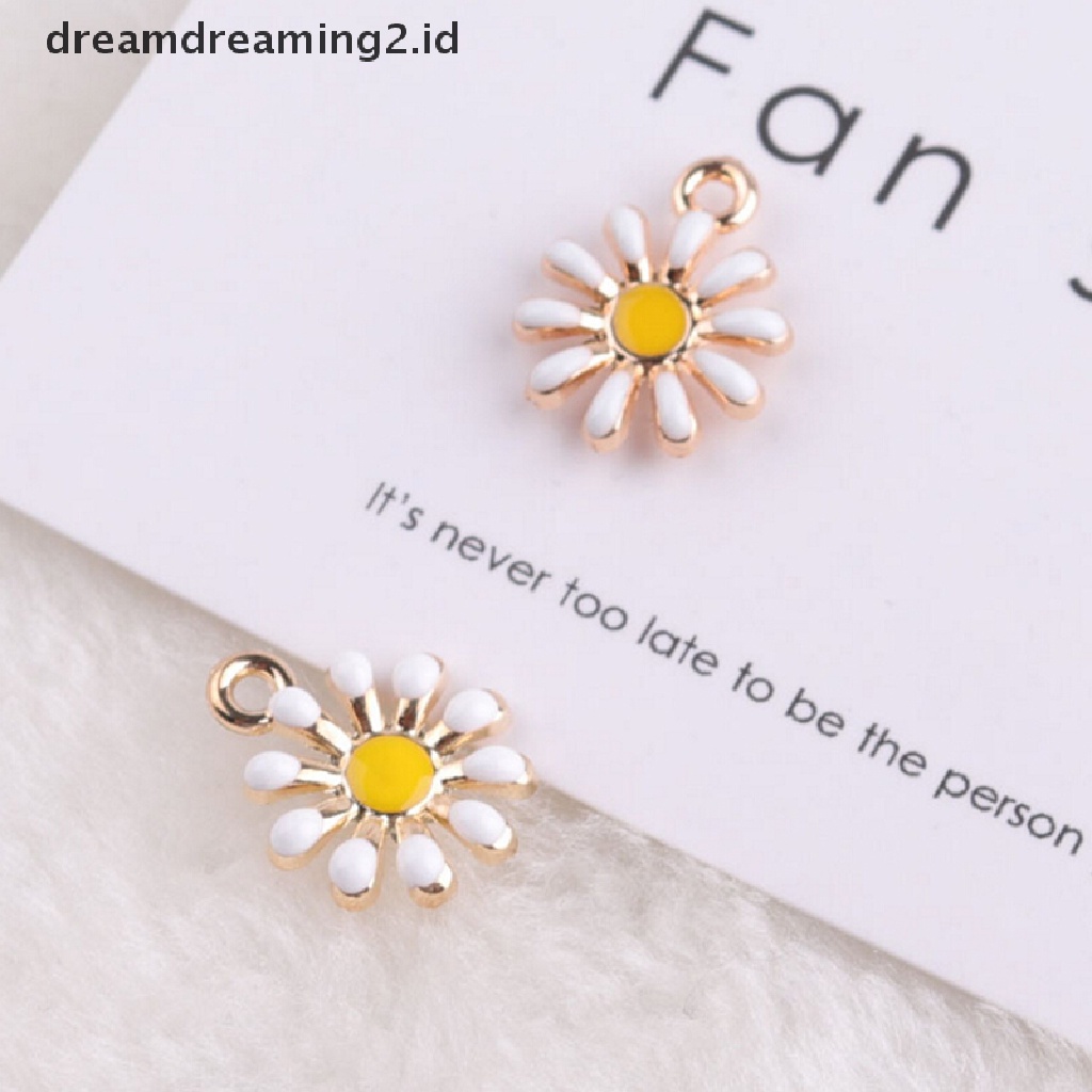 (hot) 10pcs/set Enamel Alloy Bentuk Bunga Matahari Ch Liontin Membuat Perhiasan Kerajinan DIY//