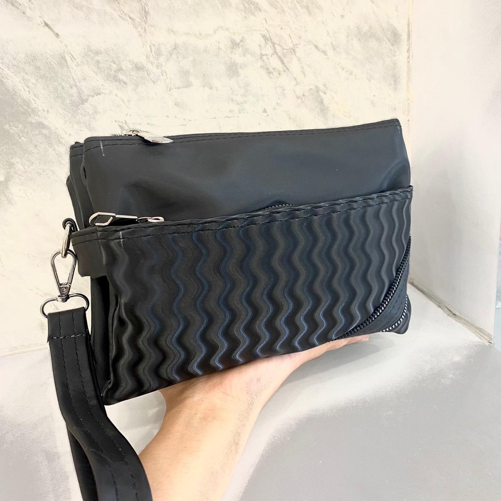 Akaci Tas Wanita Selempang pouch 09-8058 Jema 4 ruang Terbaru Nilon Salur bisa tenteng kerja hangout cewek ibu