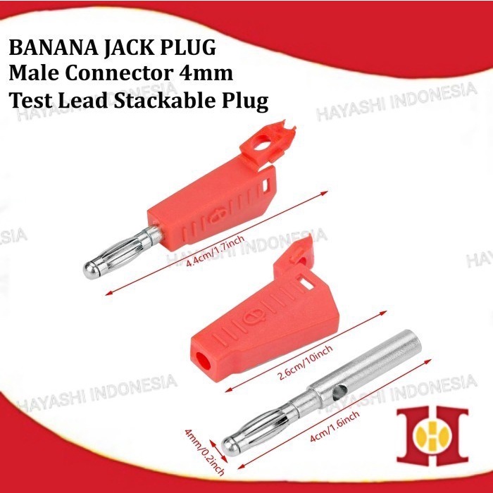 Jack Banana Segi Stackable Audio Male Plug Connector Test Lead Probe - 10pcs