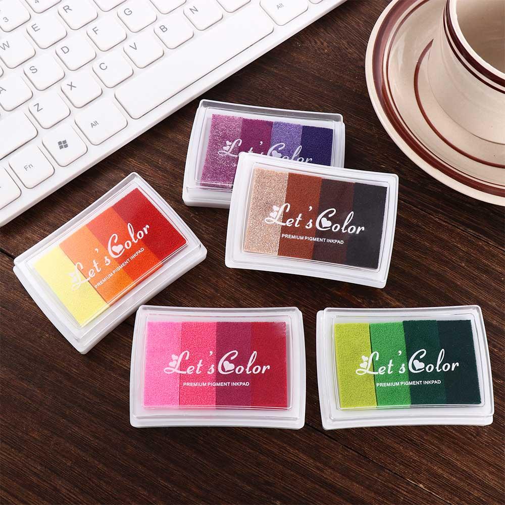 Lanfy Rainbow Ink Pad Kreatif Keselamatan DIY Kerajinan Tangan Akun Sekolah Kantor Newborn Tapak Inkpad
