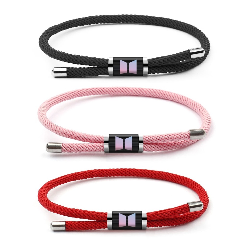 GELANG TABUNG SLIDER KPOP BTS BAHAN TALI SERUT NYLON MILAN ROPE STAINLESS STEEL KACA EPOXY