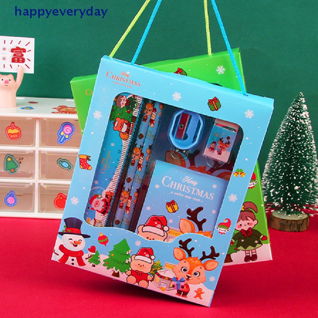 [happy] 6pcs/set Alat Tulis Natal Set Anak Kartun Lucu Perlengkapan Sekolah Hadiah Ulang Tahun Anak Hari Anak Alat Tulis Gift Set [ID]