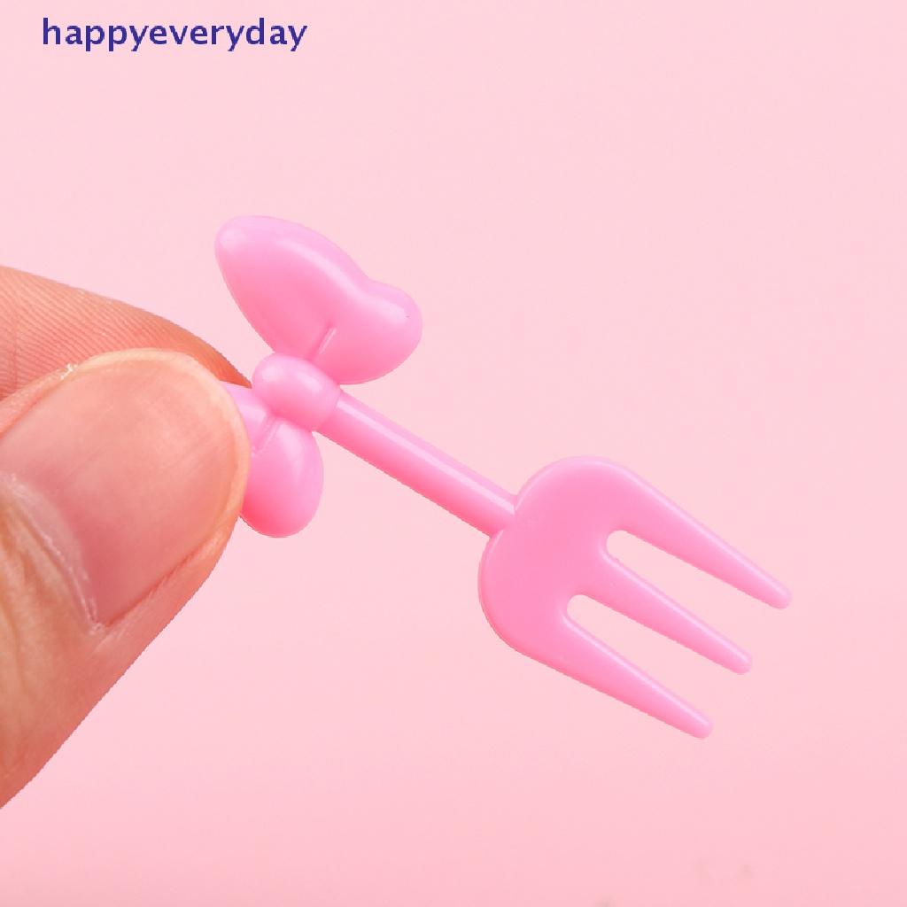 [happy] 10pcs Anak Garpu Buah Dessert Tusuk Gigi Reusable Lunch Prasmanan Picks Stick [ID]