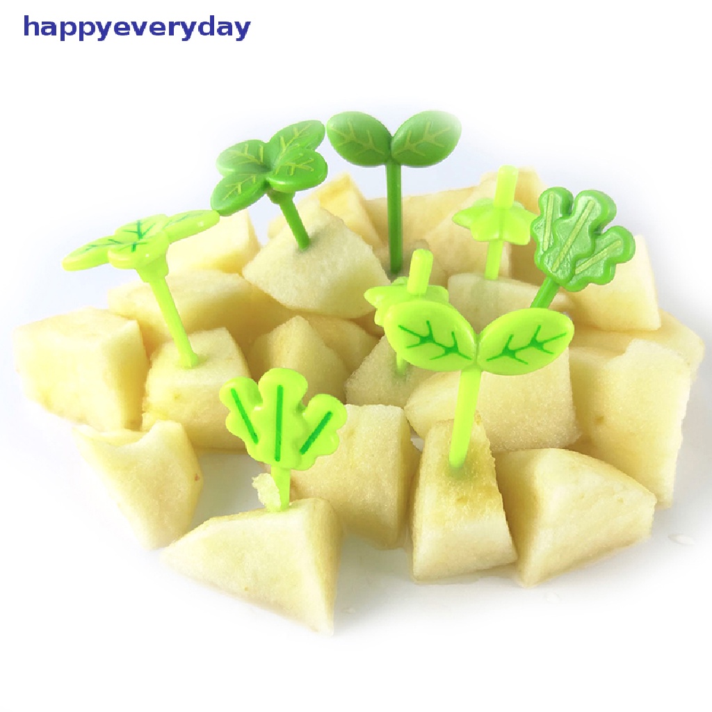 [happy] 8pcs Garpu Buah Tusuk Gigi Daun Kotak Makan Bento Salad Tiny Fork Cake Untuk Anak [ID]