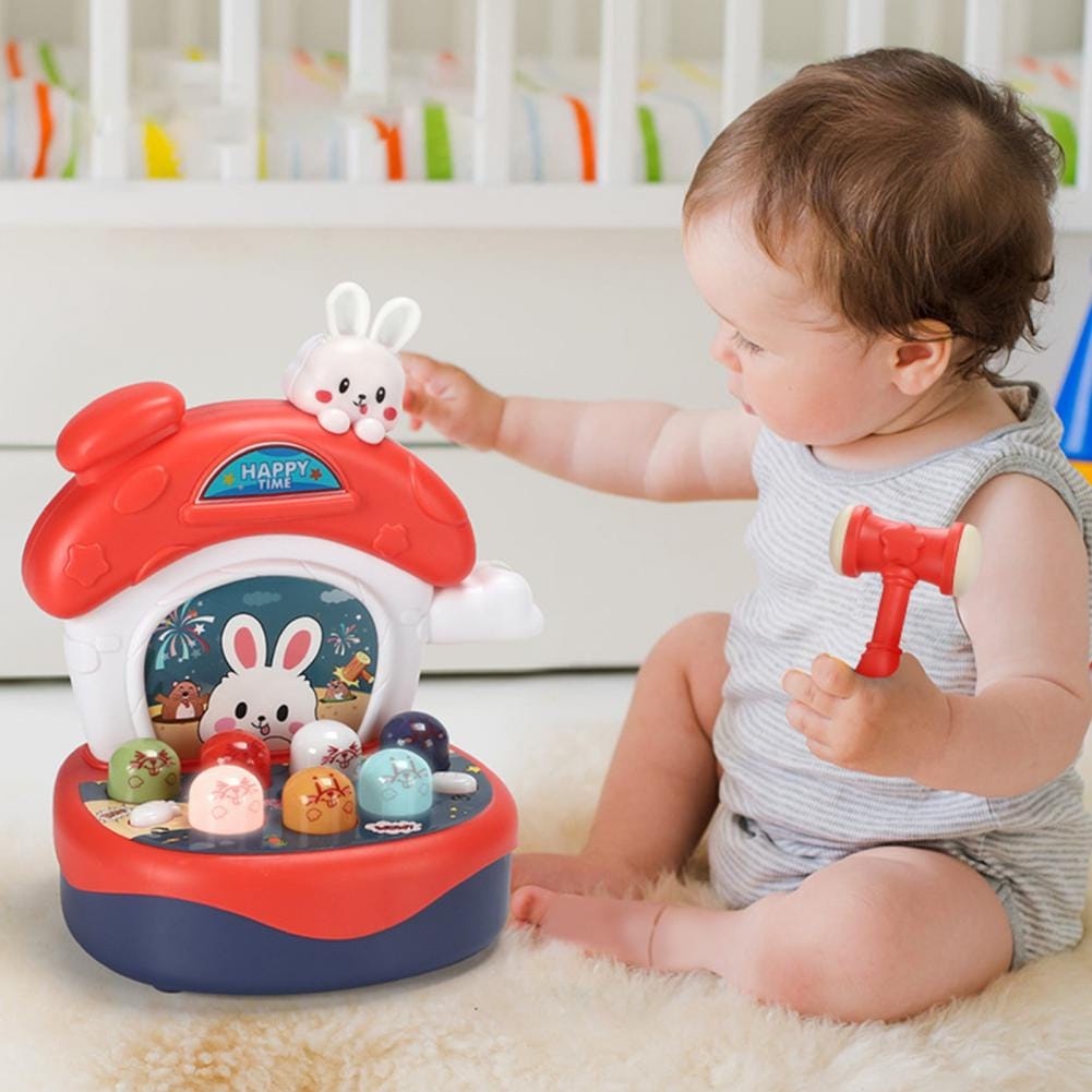 WE Mainan Anak Palu Pukul Tikus Happy Hamster Whack A Mole With Farm Music Piano