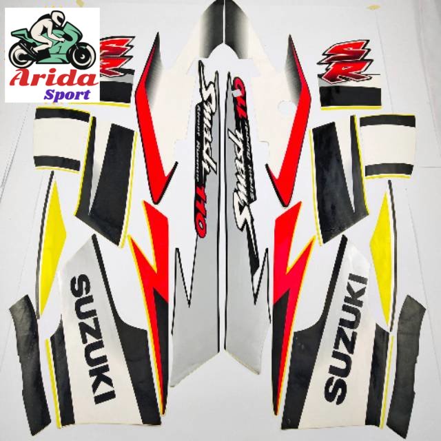 Striping sticker suzuki smash 110 r 2005 2006 hitam kuning / stiker motor smash