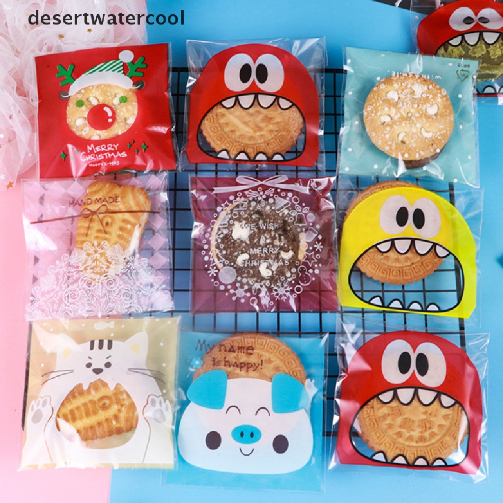 Deid 100pcs/pack Kartun Kue Permen Perekat Diri Tas Biskuit Snack Baking Bags Martijn