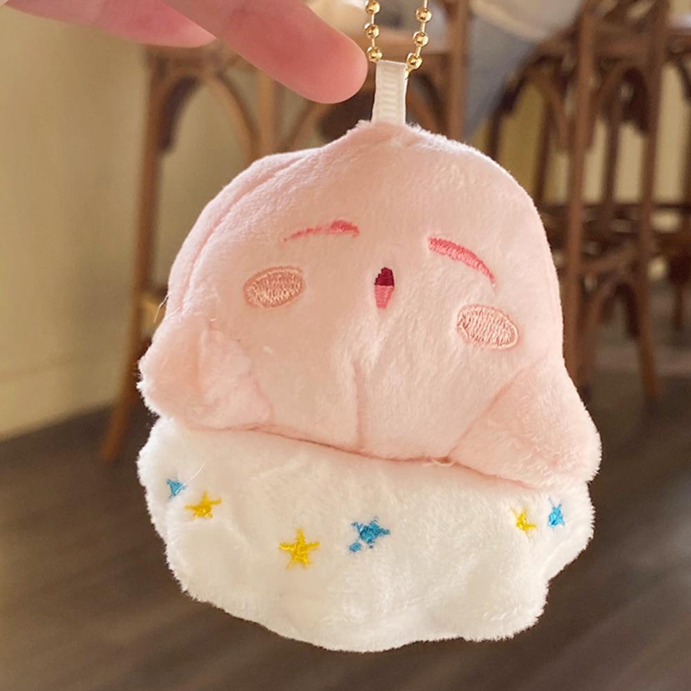 Timekey 10 cm Kawaii Kartun Bintang Merah Muda Boneka Lembut Mainan Mewah Gantungan Kunci Tas Dekorasi Liontin Gadis Teman Ulang Tahun Anak Plushies Toys DGA1