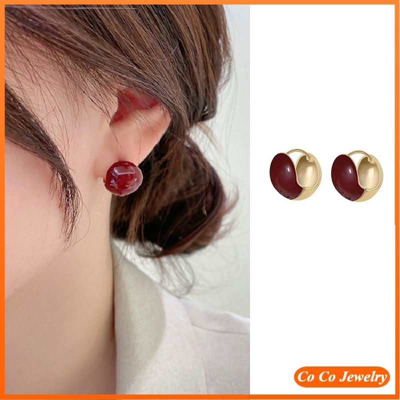 Anting Kait Gantung Desain Kacang Merah Gaya Koreadongdaemunvintage Untuk Wanita