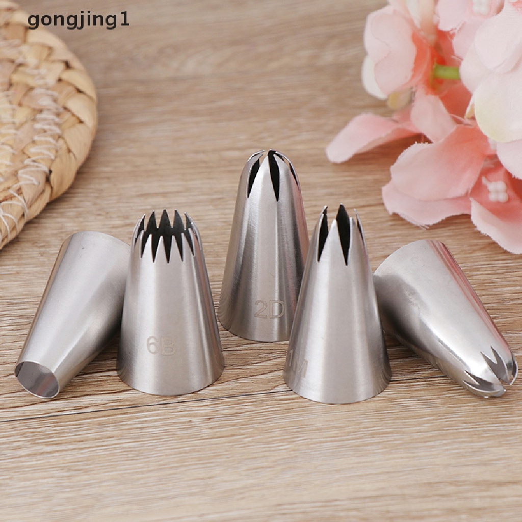 Ggg 5pcs Stainless Steel Icing Piping Pastry Nozzle Cupcake Cream Making Set ID
