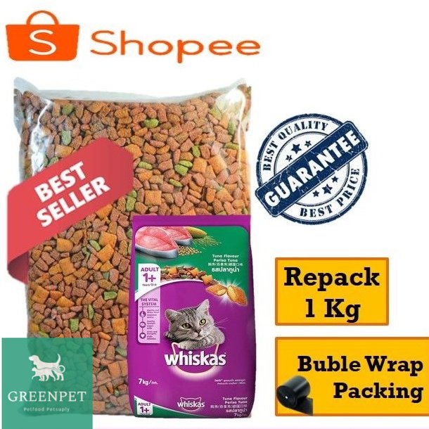 Greenpet - Makanan Kucing WHISKAS Tuna Kemasan Repack 1 Kg | Whiskas Tuna 1 Kg | Whiskas