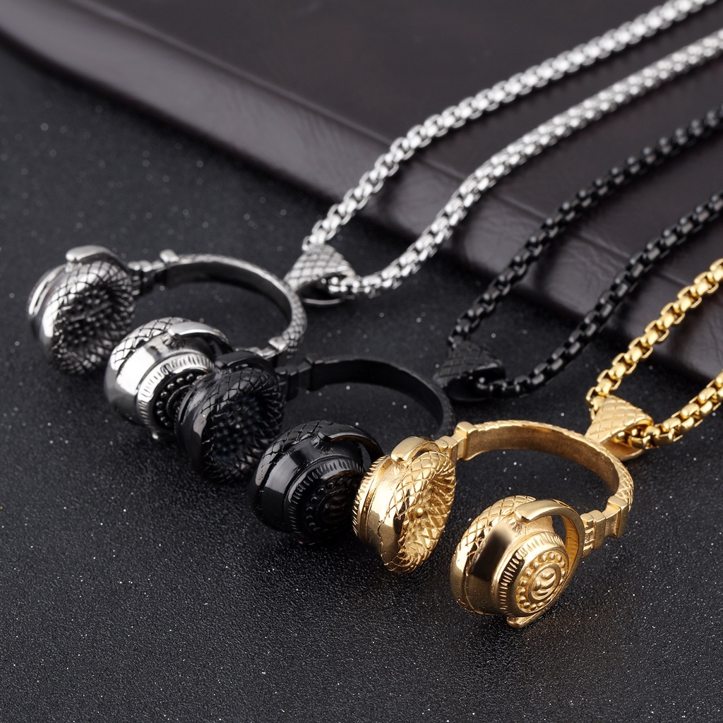 Trendy Fashion Rock Stylish Headphones Pendant Kalung Headset Unik Untuk Wanita Pria Perhiasan Pecinta Musik