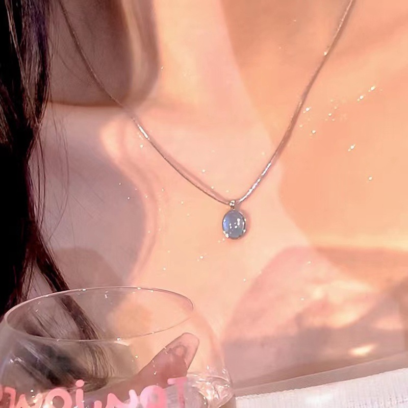 Kalung Geometris Bahan Alloy Moonstone Korea Untuk Wanita