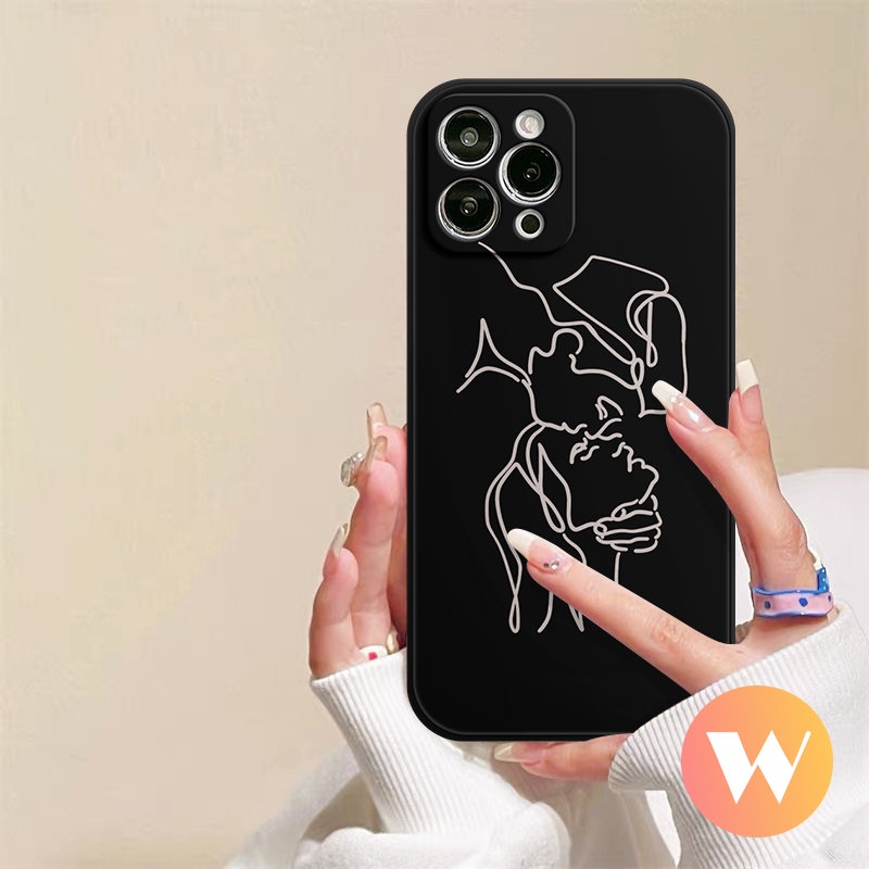 Casing Ponsel Motif Sisi Wajah Geometri Abstrak Seni Sederhana Kompatibel Untuk IPhone 7Plus 11 12 13 14 Pro Max 8 6S 6 7 Plus X XR XS Max SE 2020 Ilustrasi Tepi Lurus Soft Cover