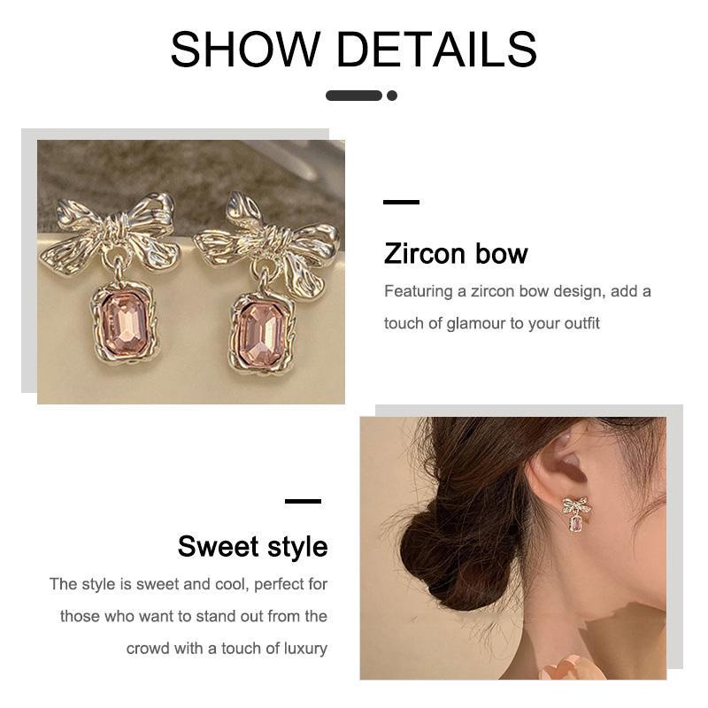 Anting Dasi Kupu-kupu Berlian Zircon Bow Stud Anting Fashion Korea Gaya Untuk Wanita MK