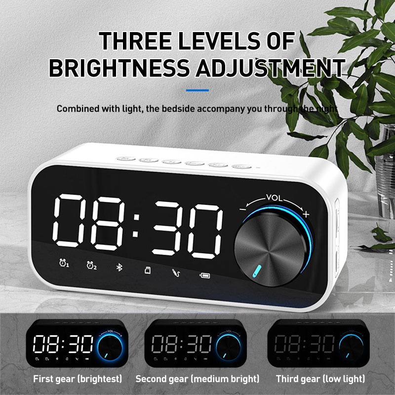 Speaker Bluetooth Portable Wireless HD Led Display Multifunction Stereo Bass Speakers Alarm Clock FM Radio TF Card Aux Music Playback S16